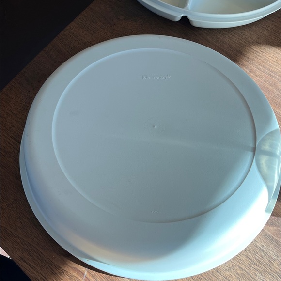 Vintage Tupperware Divided Veggie Dip Tray #1665-5 & Dip Bowl w/lids Almond - Picture 10 of 15